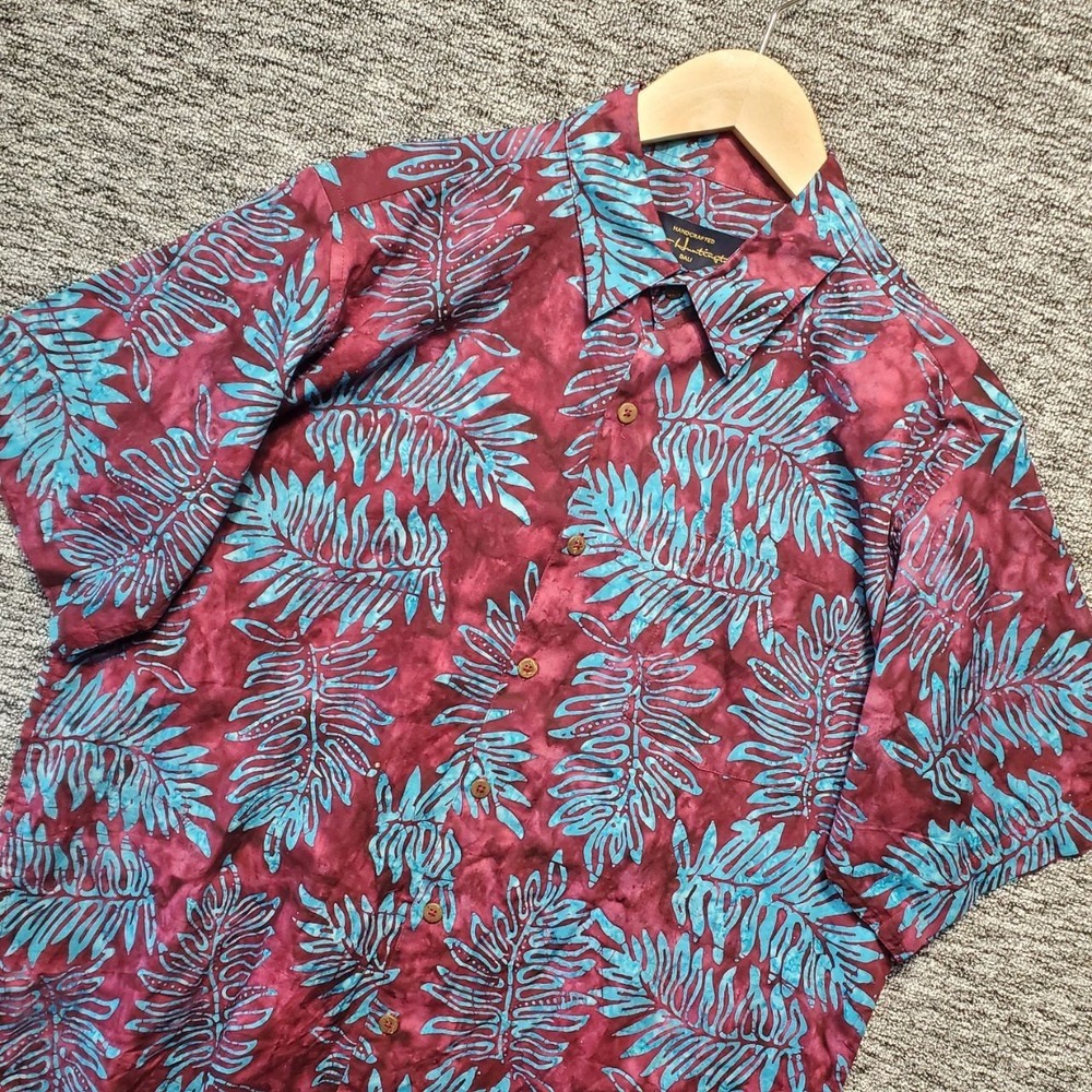 Pete‎ Huntington Bali Handcrafted 100% Cotton Batik Hawaiian Camp Shirt Mens L